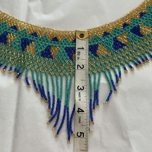 Boho Seed Bead Fringe Choker Handmade in Honduras - Picture 5 of 5